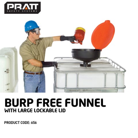 PRATT BURP FREE FUNNEL WITH LARGE LOCKABLE LID 